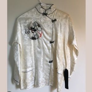 Traditional Vintage White Chinese Jacket w/Belt